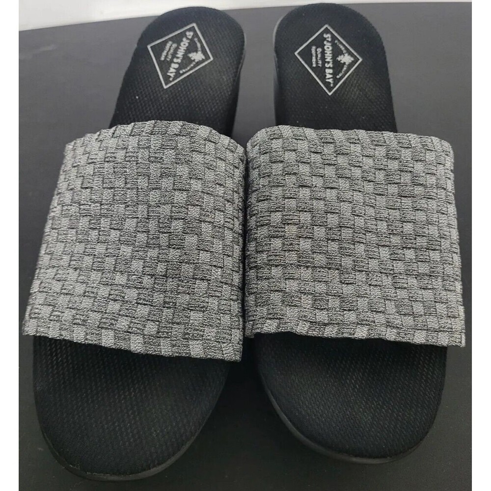 St. John’s Bay Women's Black & Silver Wedge Sandals  Sz 10